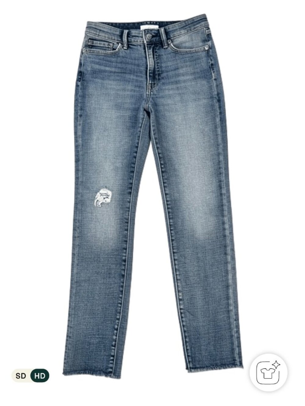 Lauren Cropped Raw Hem Jeans w Blue/Wht Stripe Patch, 2